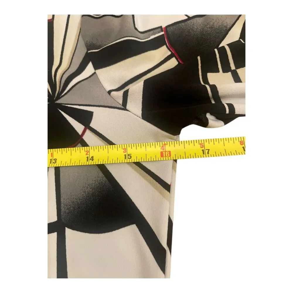WHITE HOUSE BLACK MARKET Geo Abstract Beige Black Sexy Jersey Dress Size XS Y2K - Picture 6 of 8
